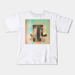 Nostalgic skycraper, vintage collage art Kids T-Shirt